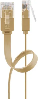 Produktbild von Patchkabel RJ45 Stecker > RJ45 Stecker CAT.6 U/UTP (braun, 15 Meter, Flachkabel)