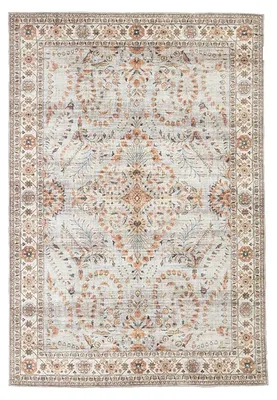 Image de Volero - Tapis d'Extérieur Vintage - Santo Flora Gris Clair - 80x150cm