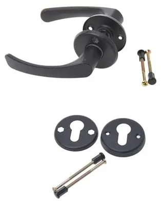 Produktbild von Aqbau® Rosettengarnitur Türgriff Set Türdrücker Drückergarnitur Türbeschlag Türklinke Schwarz (PZ - Profilzylinder)