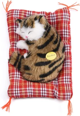 Immagine prodotto di Bambino addormentato, gatto di simulazione, peluche sonoro, bambola di peluche, decorazione domestica (nero, marrone)