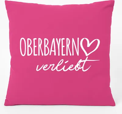 Produktbild von Huuraa Kissen Oberbayern verliebt 40x40cm mit Füllung Fuchsia Baumwolle Dekokissen Geschenkidee