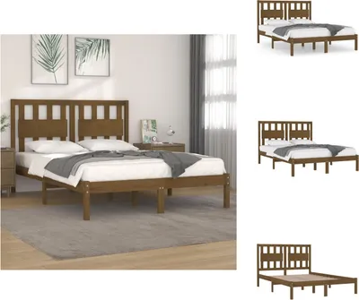 Produktbild von vidaXL Massivholzbett Honigbraun Kiefer 200x200 cm -  Betten & Bettgestelle