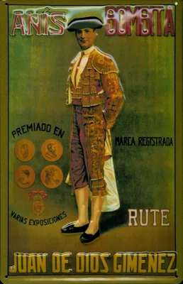Produktbild von Blechschild Anis Bombita Spanien Stierkampf Torrero retro Schild Nostalgie Werbeschild