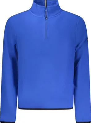 Produktbild von Blaues Herren Langarm-Fleece-Shirt mit Kontrastdetails & Reißverschluss
