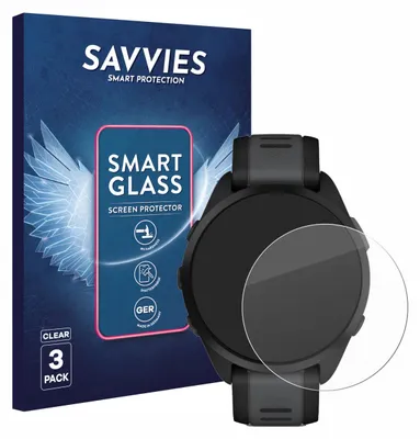Produktbild von 3x Savvies Schutzglas Folie für Garmin Forerunner 165 Music 9H Panzer Schutzfolie Glas Displayschutz klar transparent