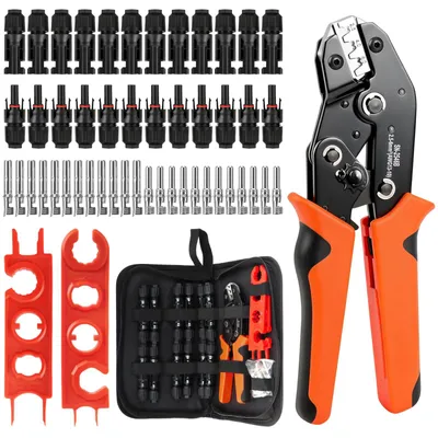 Krimptangset Solarkabel, Crimpzange 2,5–6 mm², 12 Paar Verbinder