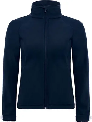 Image de B&C Veste Softshell pour femmes avec capuche, coupe-vent, imperméable, respirante BC2004 (XL) (Bleu marine)