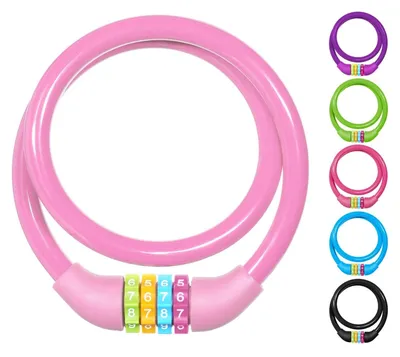 Immagine prodotto di Lucchetto per bici a combinazione - Cavo 120 cm - 4 cifre - Rosa