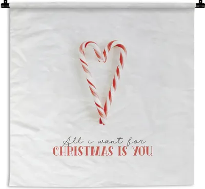 Produktbild von MuchoWow® Wandteppich Wandbehang Weihnachten - Süßigkeiten - Zitat 150x150 cm Tapisserie Dekoration Wandtuch - Wohnaccessoires - Modernes