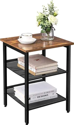 Produktbild von Beistelltisch - mit 2 verstellbaren Gitterböden - Industrie-Look - Vintage Braun