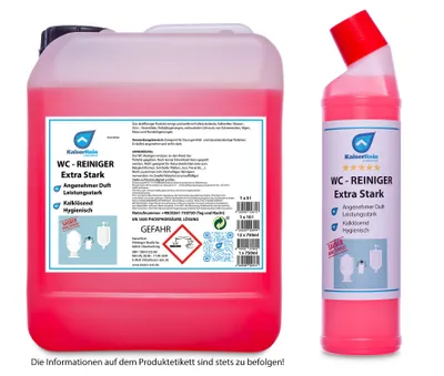 Produktbild von KaiserRein Profi WC-Reiniger extra Stark Urinsteinentferner Urinsteinlöser SET 1 x 0,75 L und 5 L Kanister flüssig