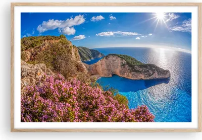 Produktbild von Gerahmtes Poster - Rahmen in heller Eiche - Meer Sommer Blume - 91,5x61 cm - Wand Bild - Wanddeko - Wandbilder - Wandposter - Bilderrahmen - Bilder - Kunstdruck - Wandbild - P2NAA91x61-3741