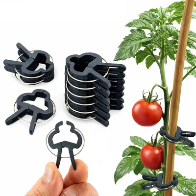 Produktbild von ECENCE 60x Pflanzenclips Pflanzenklammern für Tomaten, klein Reben, Rosen, Rankhilfe für Kletterp