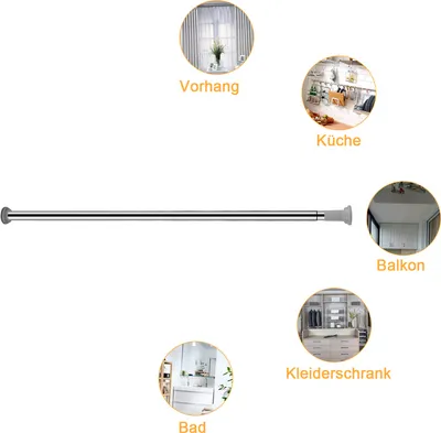 Produktbild von Wolketon 110-200cm Teleskopstange Duschstange Gardinenstange klemmbar Duschvorhangstange