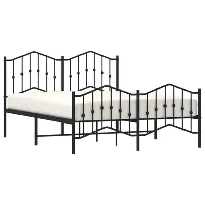Image de vidaXL Cadre de lit avec tête et pied de lit en métal noir 135x190 cm