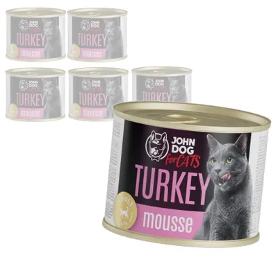 Produktbild von John Dog Katzenmousse mit Truthahn 6x200g getreidefreies Nassfutter