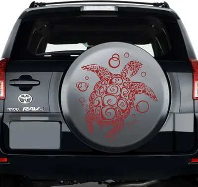 Produktbild von Aufkleber - Autoaufkleber "Retro Turtle" 60cm x 66cm dunkelrot - Tuning Carystyling Heckscheibe Auto