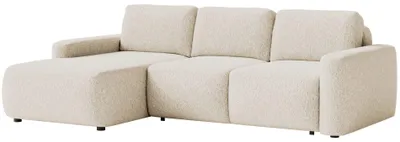 Produktbild von Selsey Carnos Mini – Ecksofa mit Schlaffunktion, Ottomane links, Chenille Hellbeige