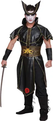 Samurai Kostüm japanischer Krieger Miyamoto für Herren Gr. XL-XXL schwarz SALE Fasching Karneval Mottoparty