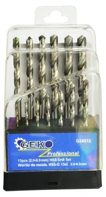 Obrázok produktu pre Sada HSS vrtákov do kovu 2 - 8mm - valcová stopka, hrot 135°, 13ks