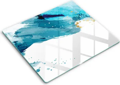 Produktbild von Glasschneideplatte - Herdabdeckplatte - 60x52 - Schneidebrett - Spritzschutz - Blaue Flecken