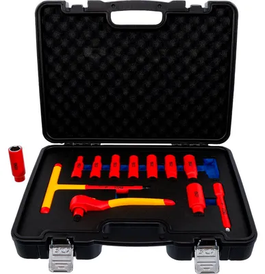 Image de Jeu de clés à douille VDE | Emmanchement carré de 10 mm (3/8") | SW 7 - 22 mm | 12 pièces