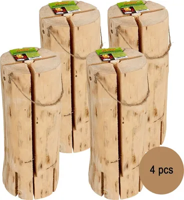 4x Schwedenfeuer 47 x 18 cm naturbelassenes Holz 120 min Brenndauer Outdoor 4 Stück Naturholz Garten Grillen Sommerparty