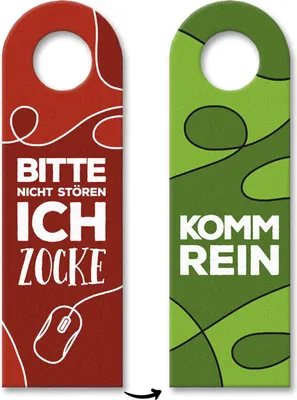 Produktbild von 3x Nicht stören, ich zocke oder Komm rein Türhänger in rot-grün mit Maus Motiv