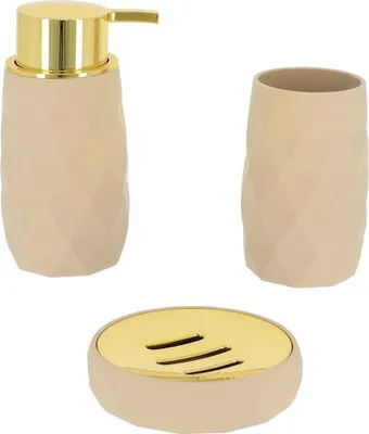 Produktbild von Becherset seifenspender und seifenschale abs + rubber - beige - Tendance
