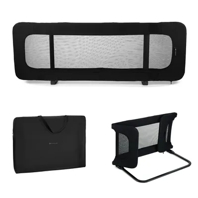 Produktbild von Kinderkraft GUARD & DREAM – Bettgitter 120 cm, klappbar mit Netz, für Kinderbetten und Matratzen, mit Transporttasche, Schwarz