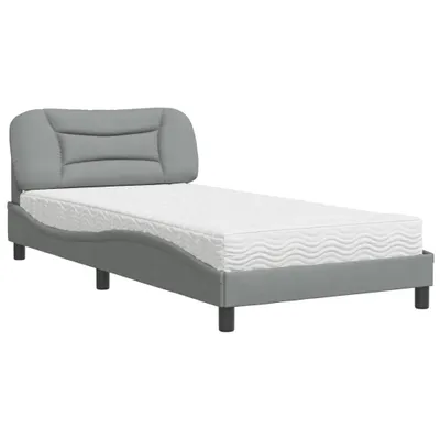 Produktbild von Bett mit Matratze "Hvar" Hellgrau 100x200 cm Stoff