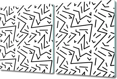 Produktbild von Glas-Herdabdeckplatte Glaskeramikkochfeld-Abdeckung Spritzschutz - 2x 40x52 cm - Memphis Schwarz-Weiß