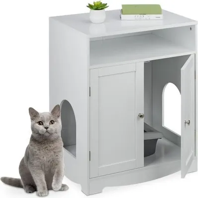 Produktbild von Weißer Katzenschrank für Katzentoilette