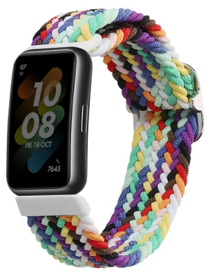 Produktbild von kwmobile Armband kompatibel mit Huawei Band 7 - Nylon Fitnesstracker Sportarmband Band in Mehrfarbig - Innenmaße von 15 - 18,5 cm