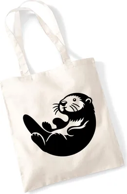 Produktbild von Huuraa Jutebeutel Otter Silhouette 10 Liter Natural Baumwolle Tasche Geschenkidee