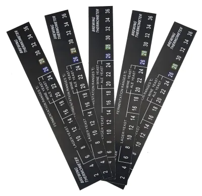 Image de Autocollants thermométriques LCD - Bandes adhésives pour la mesure de la température - Pour bière et vin - Lot de 5 pièces