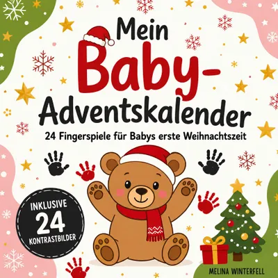 Produktbild von Adventskalenderbuch Mein Baby: 24 Fingerspiele & kontrastreiche Bilder für Babys im ersten Lebensjahr, ohne Schokolade