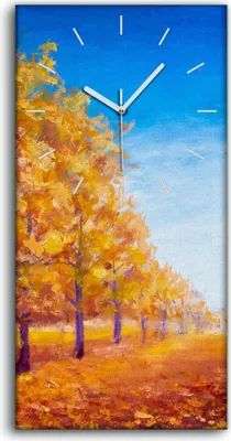Produktbild von Küchenuhr Bürouhr Leinwand Uhr 30x60 Foto Herbst Textur Landschafts Malerei - weiße Hände