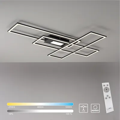 Produktbild von Selltec LED Deckenleuchte MINCIO Lichtfarbwechsel CCT, dimmbar, Fernbedienung schwarz Wohnzimmer, Schlafzimmer, Flur 7510018, 7510055