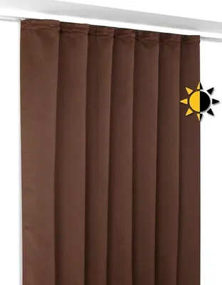 Produktbild von Famanu Verdunkelungsvorhang mit Rüschensaum - Dunkelbraun, 140 cm x 145 cm