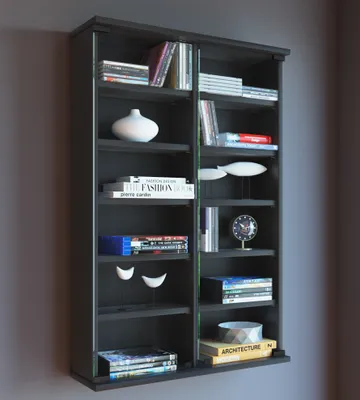 Produktbild von VCM Holz CD DVD Wandregal/Wandvitrine | Vitrine mit 2 ESG-Sicherheitsglastüren. | Maße: H. 92 x B. 60 x T. 18 cm | 10 variable Einlegeböden - Zuntisa