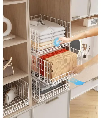 Immagine prodotto di Organizer per armadio - Estraibile - Metallo - 3 pezzi - 40 x 29 x 20 cm - Bianco