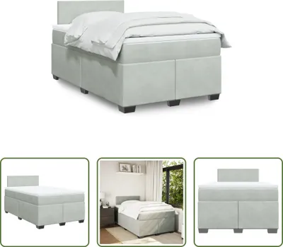 Produktbild von The Living Store Boxspringbett mit Matratze Hellgrau 120x190 cm Samt