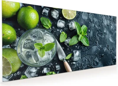 Produktbild von Küchenrückwand Spritzschutz Glas mit Motiv Frische Limetten 40 x 40 cm