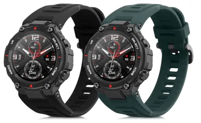 Produktbild von kwmobile 2x Uhrenarmband für Huami Amazfit T-Rex / T-Rex Pro Armband - Fitnesstracker Band Set aus TPU Silikon - Ersatzarmband Smartwatch - Schwarz
