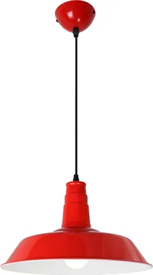 Image de Plafonnier rouge de style industriel, diamètre 36 cm, métal de haute qualité, douille E27, design moderne et élégant
