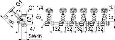 Produktbild von Js Atv-Verteiler, Steig.spindel 6-Fach,Dn25,Eing. 1",Ob.a. 1 1/4"