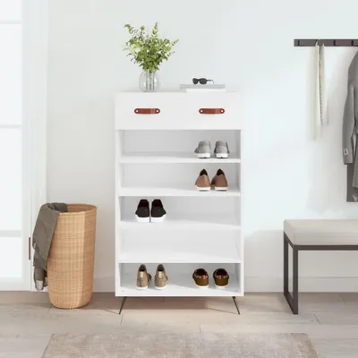 Image de Armoire à chaussures - Rangement à chaussures - Étagère à chaussures - Meuble à chaussures - Boîte à chaussures - Blanc - 60x35x105 cm