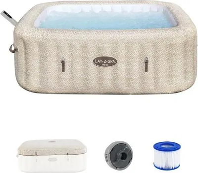 Image de Spa Gonflable BESTWAY Lay-Z-Spa Rome, 180 Airjets, 201 x 201 x 71 cm, 5 a 7 Places, Carré, Avec Couverture et Cartouche