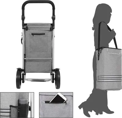 Productafbeelding van Famanu boodschappenwagen met wielen - 2,8 kilogram, afneembare tas en koelvak